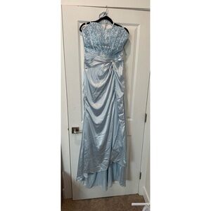 Elegant Blue Lace Prom Dress